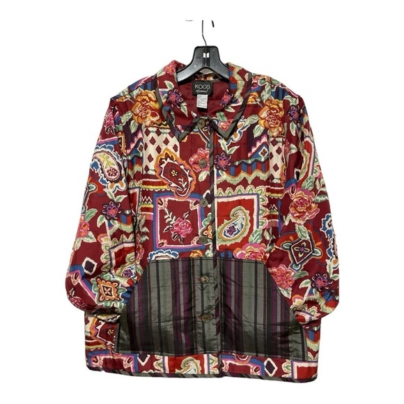 Koos of Course Double sided Blazer Jacket Silk Floral Paisley Quilted and lined - Picture 3 of 9